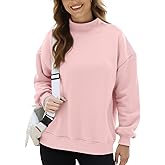 Wyeysyt Women's Mock Neck Sweatshirt Oversized Fall Outfits Fleece Lined Turtleneck Pullover Long Sleeve Casual Top Loose Fit