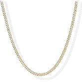 PAVOI 14K Gold Plated Curb Paperclip Box Sphere Bead Snake Herringbone and Figaro Chain Adjustable Necklace