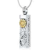QGJNSGC Flower Celtic Cremation Jewelry for Women Men Cylinder Bar Sunflower Urn Necklace for Ashes Pendant Necklace Vial Memorial Keepsake Jewelry for Ashes Necklace of Loved Ones