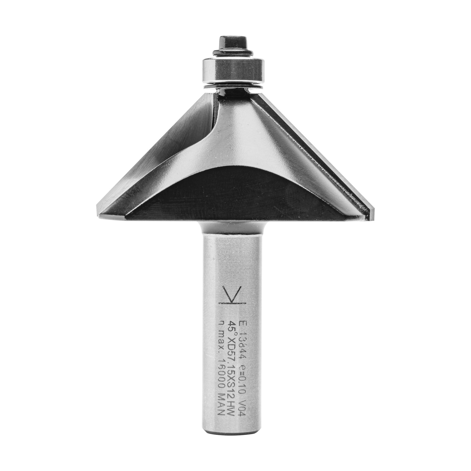 ENT 13844 Chamfer Cutter TC Shank (S) 12 mm, Diameter (D) 57,2 mm, NL 22,2 mm, E 45°, SL 40 mm, with Ball Bearing