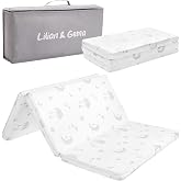 Lilian&amp;Gema Pack and Play Mattress 38"x26"x1.5", Portable Crib Mattresses | Waterproof cover, breathable foam, tri-fold with carry bag; fits 38"x26" playards