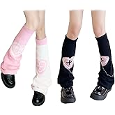 PHOGARY Kawaii Harajuku Leg Warmers for Women Girls, 2 Pairs Knit Long Loose High Socks Goth Lolita Accessories for Party Costumes