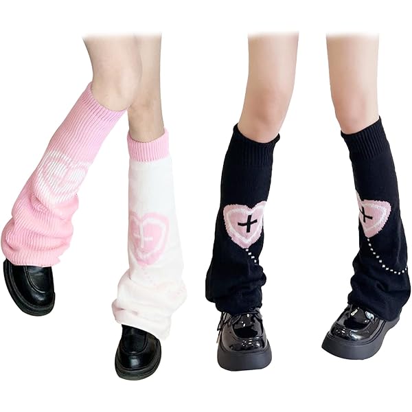BXCNCKD Gothic Skull Print Two Side Wear Knitted Leg Warmers