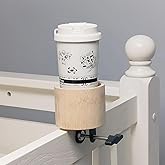 Clamp-on Cup Holder for Dorm Room, Bunk & Lofted Bed, Cup Holder for Bed(Inner Diameter 3.3IN) Anti-Spill Adjustable Clamp Drink Mount Support, Compatible with Universal Cups, Coffee Mugs, Bottles