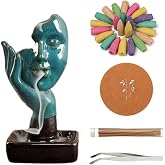 YYW Thinking Statue Backflow Incense Holder Incense Burner Waterfall Aromatherapy Ornament Home Decor with Incense Cones and Incense Stick