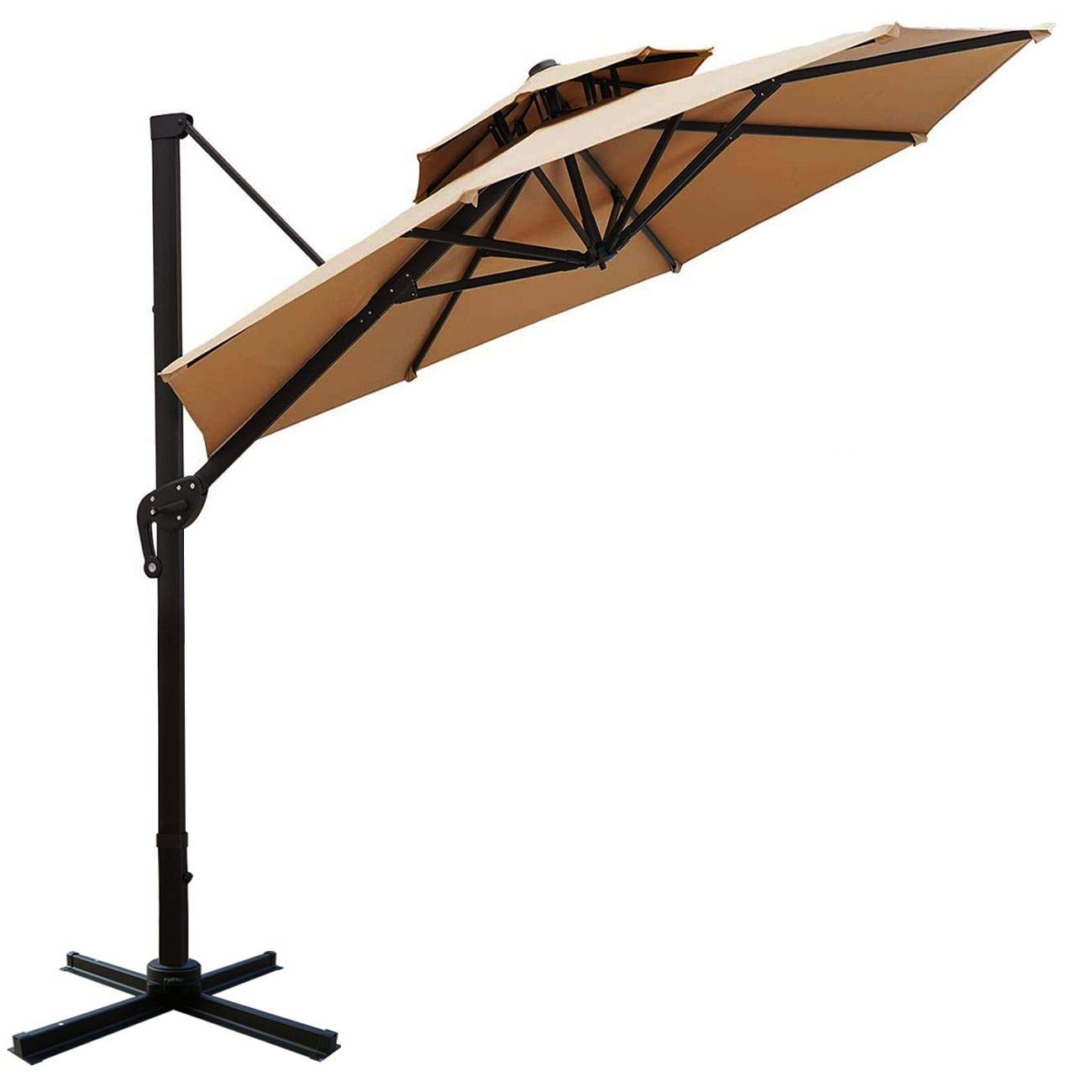 Buy Sunnyglade 11FT Double Top Cantilever Patio Umbrella Deluxe Offset Umbrella 360° Rotation
