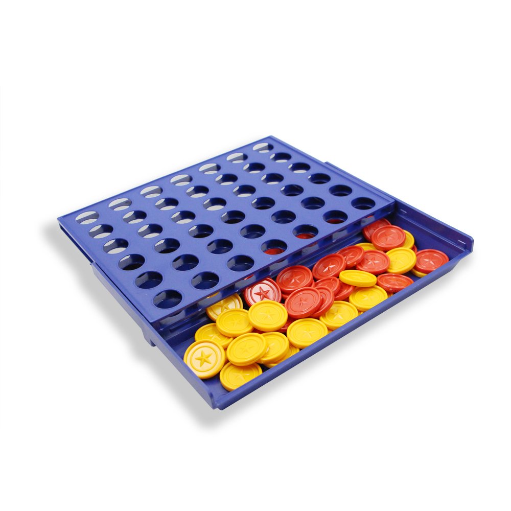 4 in a Row,Desktop Game 4 in a Row,QM-STAR Classic Family 4 in a Row Board Game,Children \'s Educational Toys,Three-Dimensional 4 Chess for Kids and Family(Sea Blue)