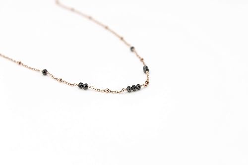 Halskette Aus Schwarzen Diamanten Silber 925 Getaucht In Rosegold 14 Karat Edelstein Schmuck Geburtstag Jubilaumsgeschenk Fur Madchen Frau Freundin Handgefertigt In Spanien Llavizna Amazon De Handmade
