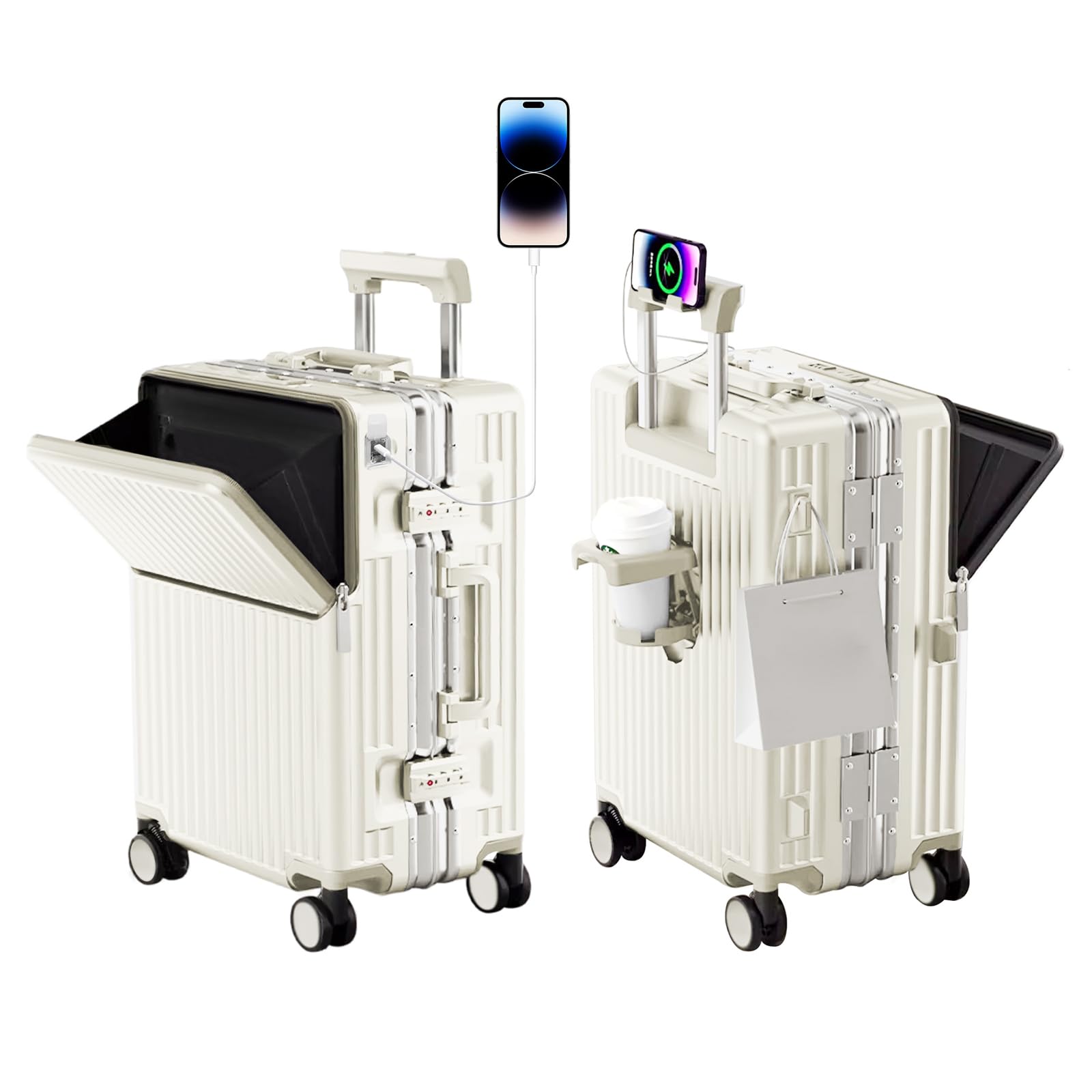 AIWEINY Zipperless Luggage, Polycarbonate Aluminum