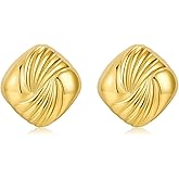 Dckazz Gold Stainless Steel Earrings for Women Trendy Large Gold Stud Hypoallergenic