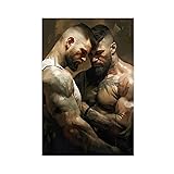 HMLZSJ Nude Muscle Male Torso Portrait Art Gay