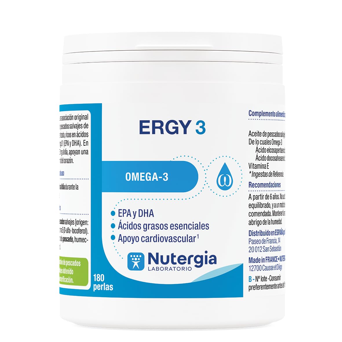 NUTERGIA ERGY 3 180perl NUTRERGY, Black/White, Estandar