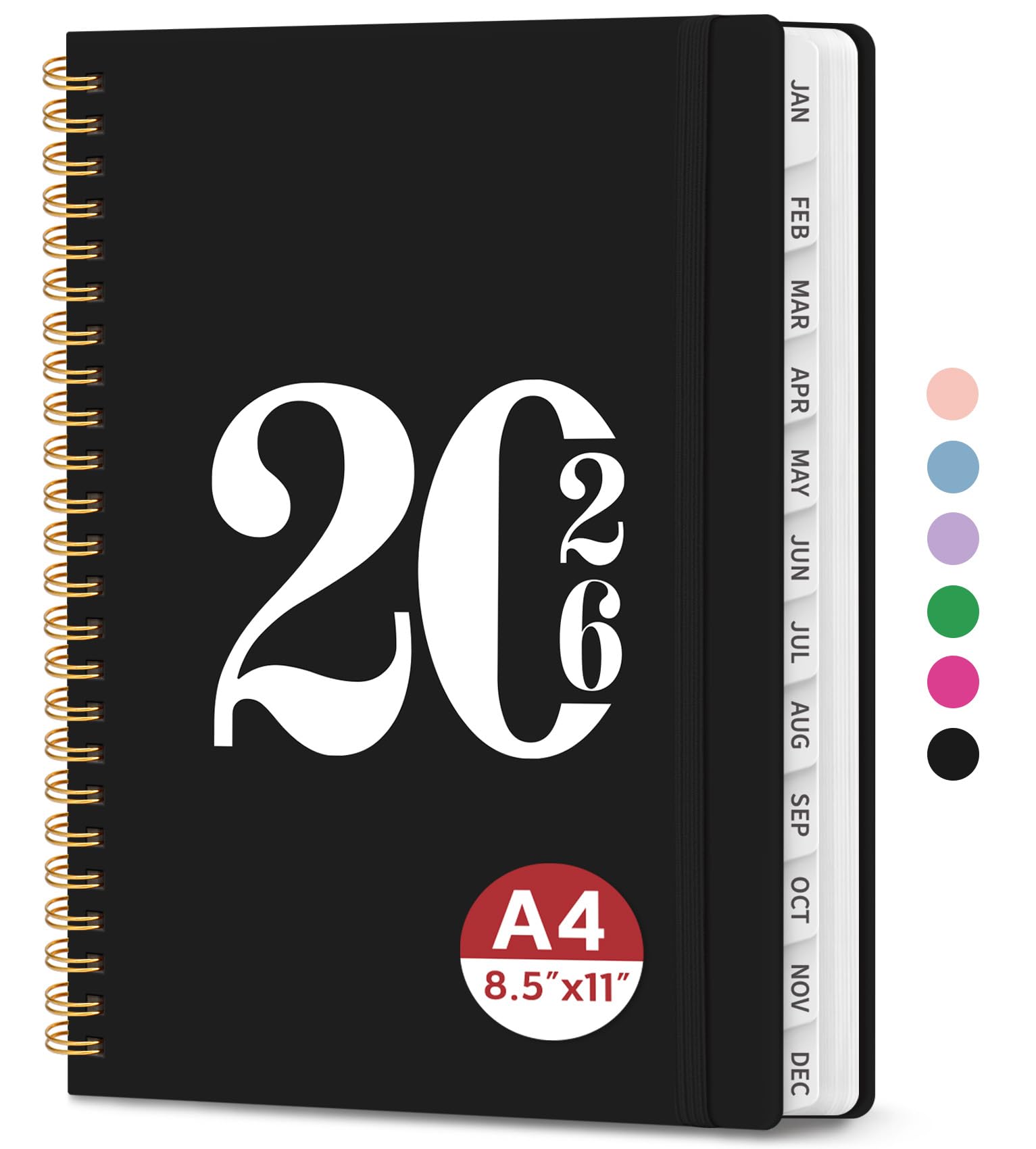 Photo 1 of 2026 Planner, Weekly and Monthly Calender Planner, Jan 2026 to Dec 2026, Hardcover 2026 Calendar Planner Book with Tabs & Inner Pocket, Office Home School Supplies for Women & Men - A4 (8.5" x 11"), Black