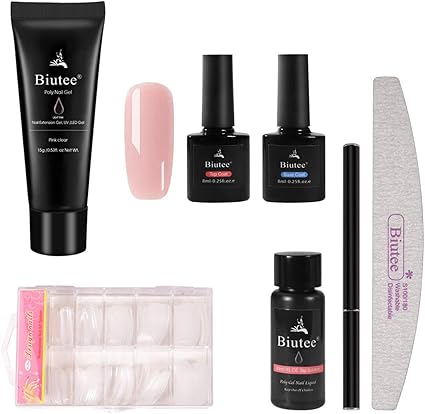 seisso kit esmalte de gel de unas 15ml gel de unas acrilicas de color rosa con 30ml solucion deslizante 8ml capa superior y base con accesorios para