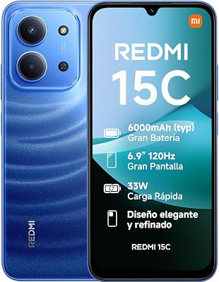 REDMI 15C Smartphone de 4+256GB Azul Pantalla de 6,9" 120 Hz