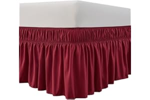 MEILA Volant de lit, trois côtés en tissu, élastique anti-poussière de 45,7 cm, chute sur mesure, facile à installer, résista