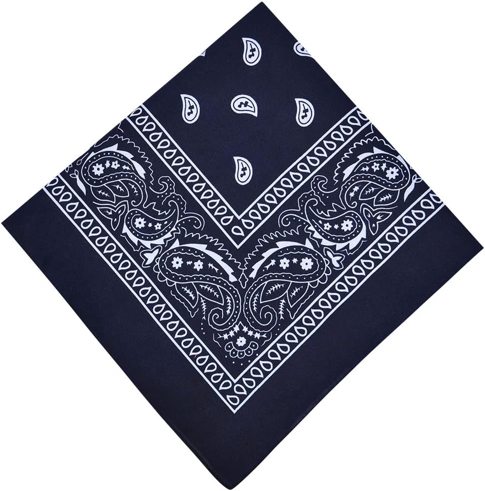Aomig Bandana Head Scarf Navy Blue Paisley Unisex Multi-Use Headwrap