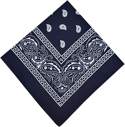 Aomig Bandana Head Scarf Navy Blue Paisley Unisex Multi-Use Headwrap