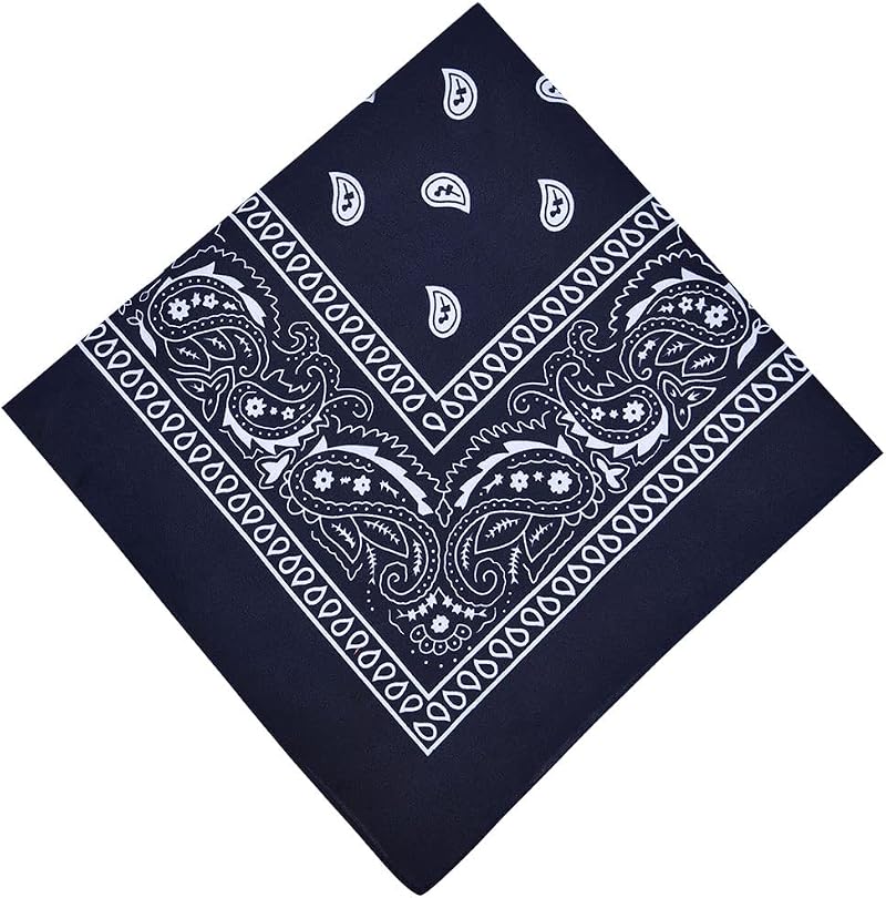 Aomig Bandana Head Scarf Navy Blue Paisley Unisex Multi-Use Headwrap