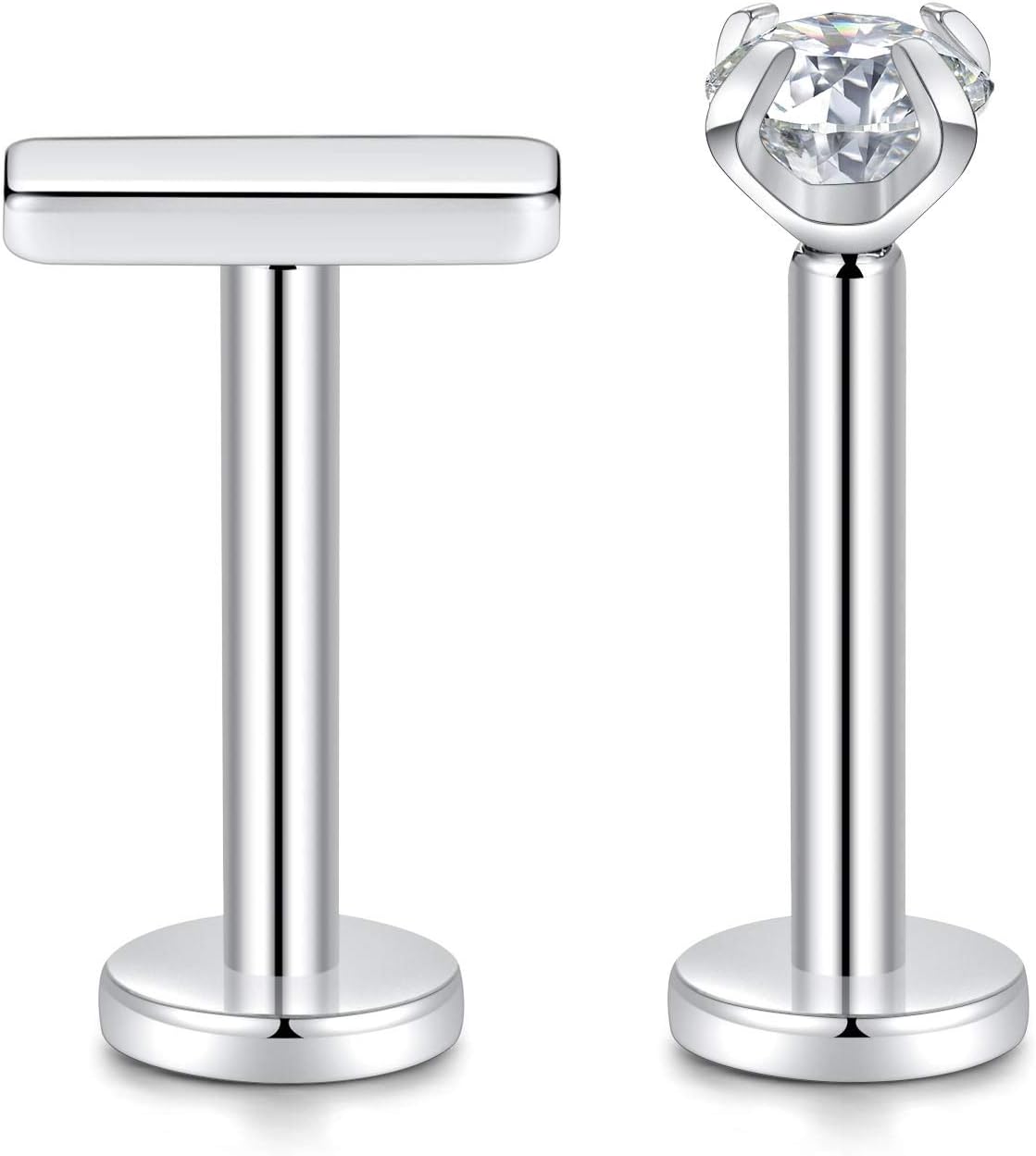 hengkaixuan G23 Titanium Internally Threaded Earring 16g Crystal Labret Helix Tragus Cartilage Ear Piercing Body Jewelery