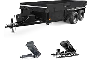 FGENKI 7x12 Utility Trailer Cover, 600D Waterproof Windproof Heavy Duty Black Dump Trailer Cover