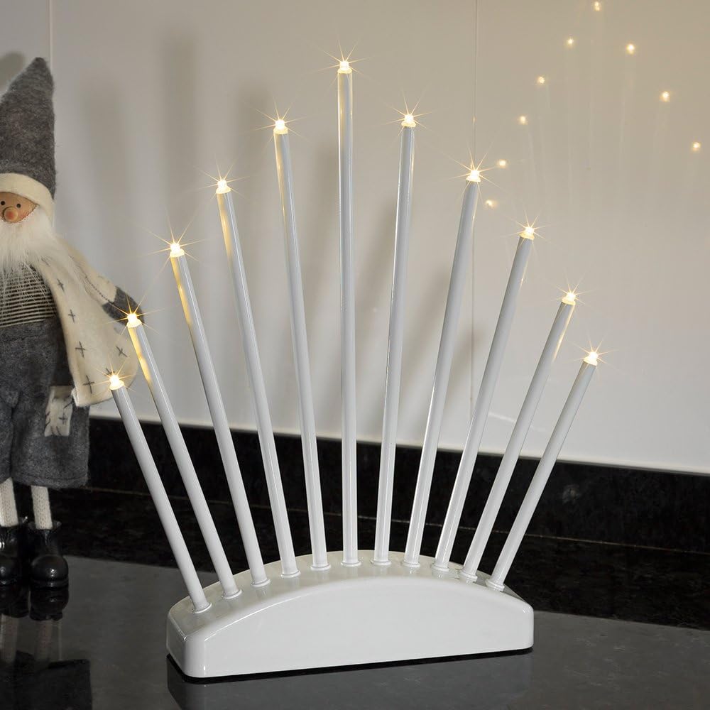 11 LED Candles White Lacquered Metal Candle Bridge 34x30cm Amazon.co