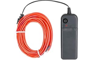 Searik LED Neon Light 16.4ft/5m, Portable EL Wire Glowing Rope Lights LED Strips String Light with Battery Controller for Halloween Decorations Party Favor Decor Holiday Festival DIY Clothes Car