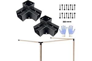 VoTwoofv Pergola Bracket kit 6 x 6,3-Way Right Angle Corner Bracket Woodworks Pergola kit for (Actual: 5.5" x 5.5'') Wood Beam for Outdoor Gazebos,Patio Pergolas,Log Cabins - 2Pack…
