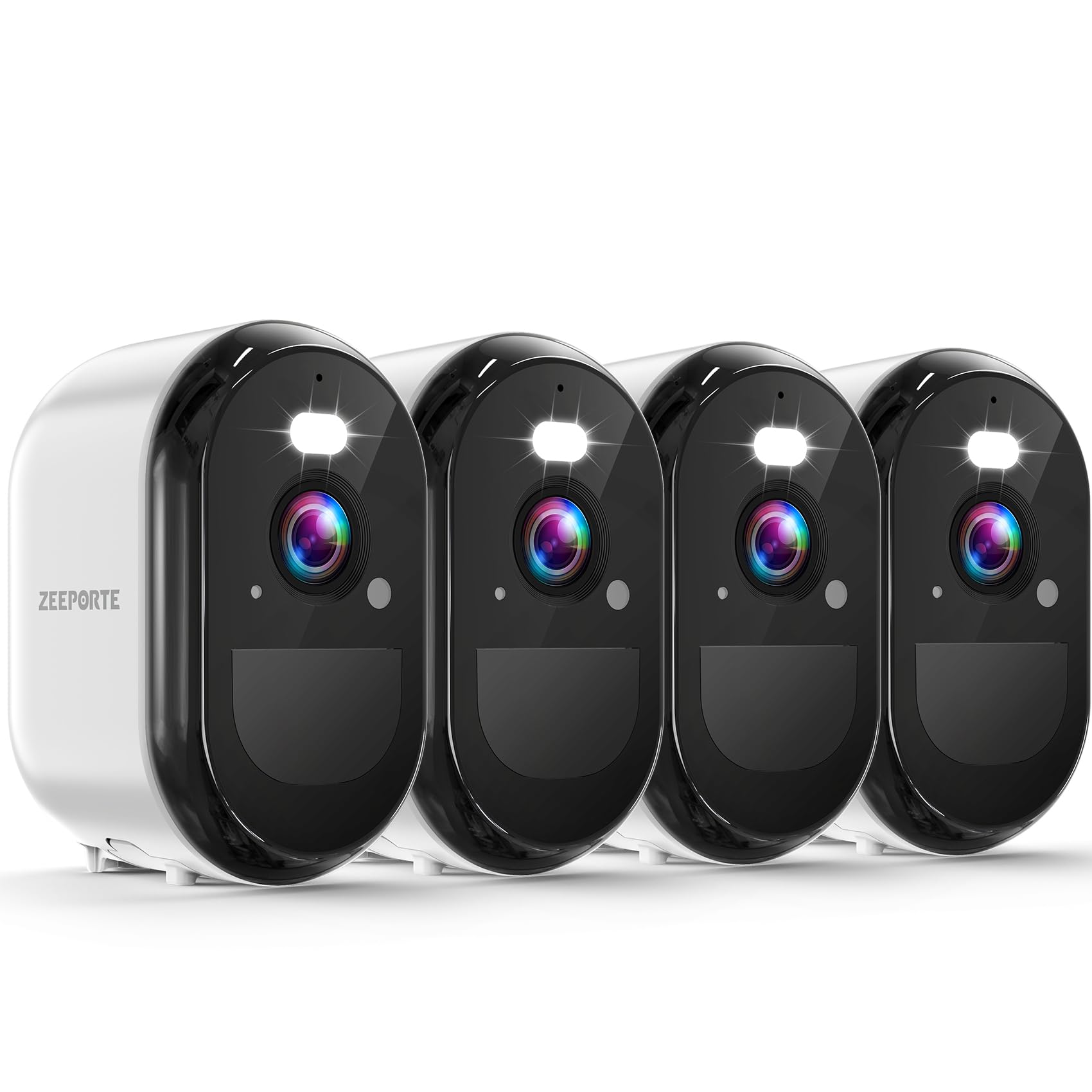 Photo 1 of 2K Security Cameras Wireless Outdoor, WiFi Battery Powered Indoor Camera for Home Security with AI Motion Detection, Spotlight, 2-Way Talk, Siren, IP65, Cloud/SD Storage - 4 Pack