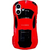Sepvaptfx Case for iPhone 16 for Teen Boys Girls, 3D Race Sport Car Design iPhone16 Phone Cover Kids, Cute Cool Sturdy Soft iPhone 16 Cover (Red Car)