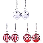 Christmas Ball Earrings for Women 3Pairs Christmas Tree Snowflakes Bell Pattern With Red Green Ball Dangle Earring Clasp Xmas Jewelry Holiday Earrings for Women