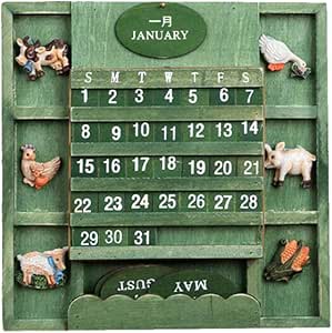Vosarea - Calendario perpetuo retro de madera, puzle decorativo de