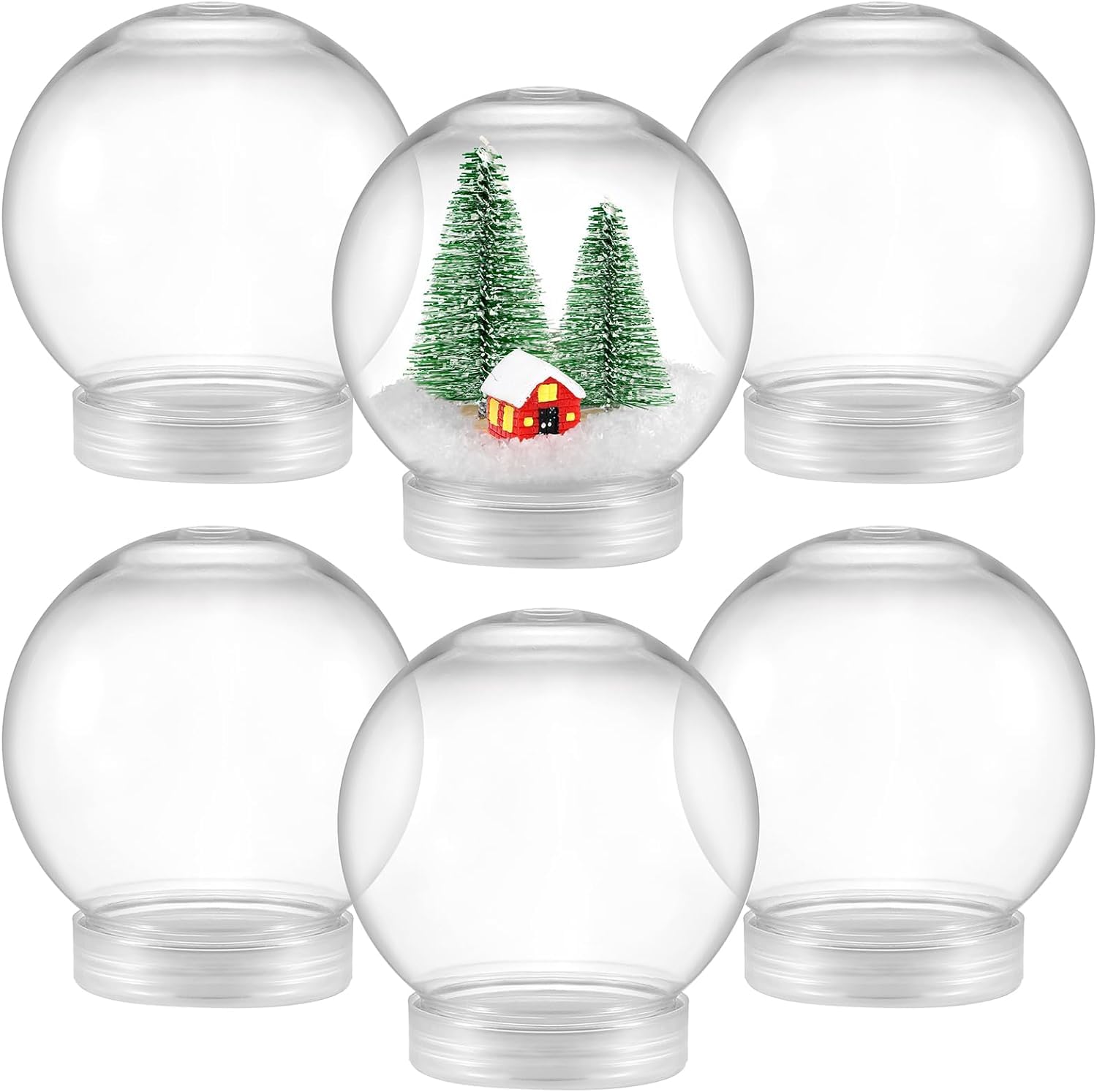 12 Pieces DIY Water Globe Christmas Snow Globe Clear Plastic Water Globe with Screw Off Cap for DIY Christmas Crafts Home Decoration (Plastic cap)