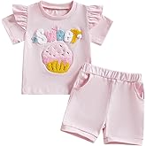 mlpeerw Toddler Baby Girl Summer Clothes Ruffle Short Sleeve T Shirt Tops Shorts 2 Piece Outfit Cute Baby Girl Clothes