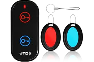 JTD Key Finder with 2 Receivers, 1 Lost Wireless Car Tracker Keychain 130ft 85dB RF Keys Locator Tracker for Finding Wallet, Key, Pet,TV Remote Control, No Phone, Mobile App Required