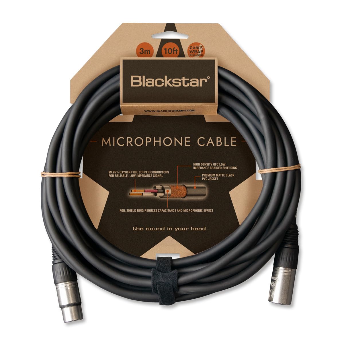 Blackstar Professional XLR Cable 3m (10ft) Balanced Male to Female XLR-XLR Microphone Cable