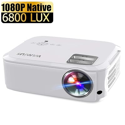 Projector, WiMiUS Upgraded 6500 Lumens Projector Native 1080P 60Hz Full HD Projector Support 4K 300&amp;quot; Display Works with Fire TV Stick, PC, PS4, Samrtphones for Home Theater