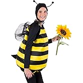 WNGECAT Adult Bee Halloween Costumes Adjustable Striped Camisole with Tentacle Head Piece Set Cosplay Party Outfit
