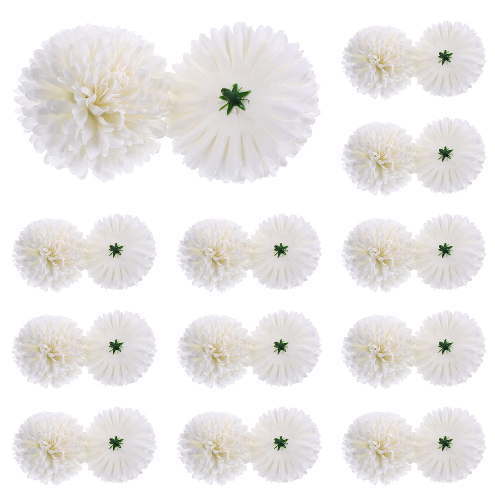 Amosfun 50pcs Faux Kiku Flowers Fake Chrysanthemum Flowers White Hydrangea Artificial Flowers White Silk Hydrangea Heads Marigold for Home Wedding Decor DIY Wreath Art Craft 7 cm