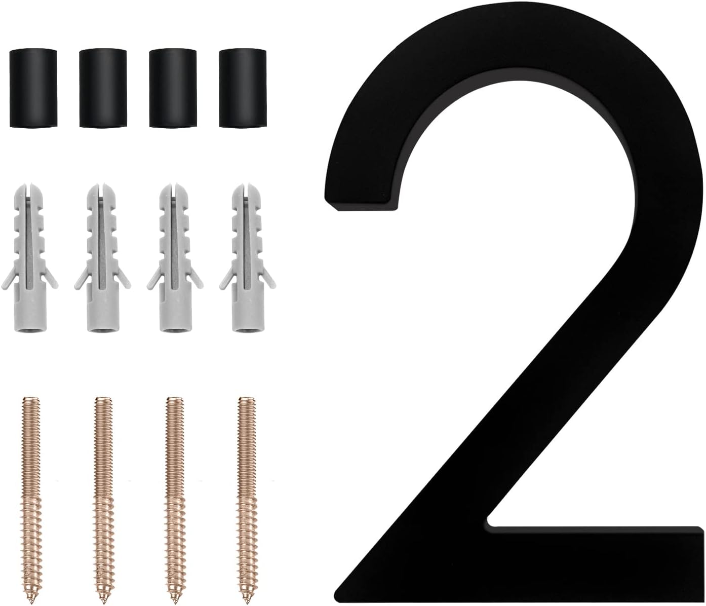 Address Signs - 5 inch Floating House Number, Modern House Numbers, for Outdoor Mailbox Yard Home Wall DoorGarage Gate with Nail Kit, Coated Black, 911 Visibility Signage (2)