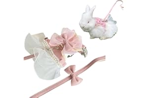 COPFEU Rabbit Harness and Leash for Walking Escape Proof - Cute Skirt Mesh Breathable Bunny Vest Harness Outdoor Camping Hiking Training - Also Suit for Small Animals (Pink,S)