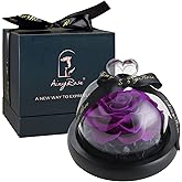 Rose Flower Birthday Gifts for Women Forever Preserved Real Rose in Glass Dome Gift Flower,Women Gifts Eternal Beautiful Heart Design for Her Valentines Day Mothers Day Christmas Anniversary Birthday