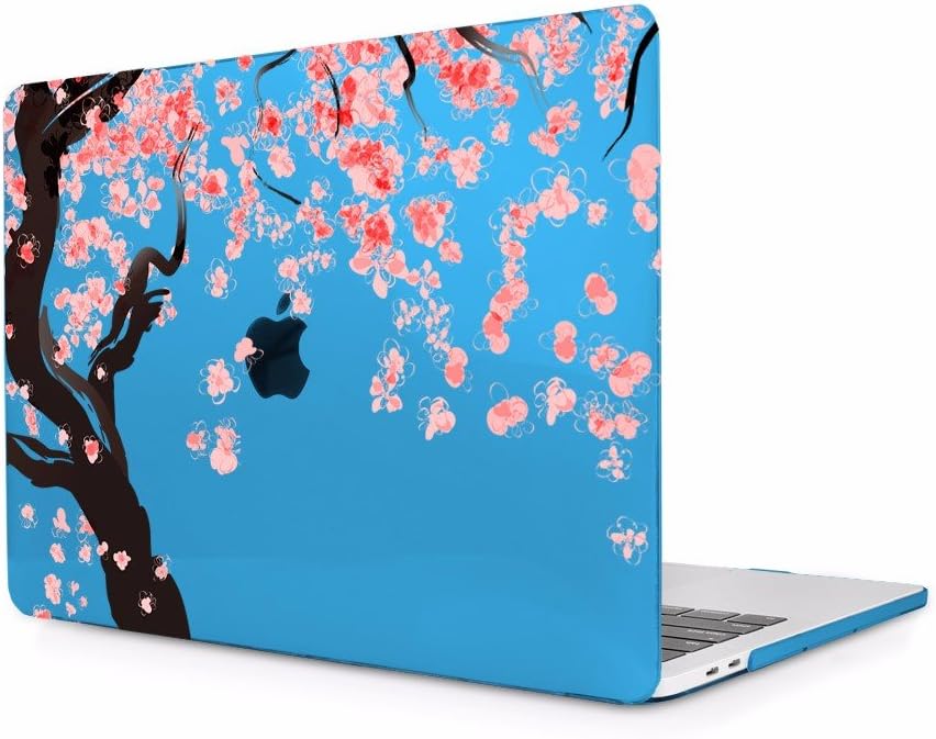 TwoL MacBook Pro 13 Touch Bar Case, Cherry Tree Blossom Hard Case Cover for Apple MacBook Pro 13 A1706/A1708/A1989 (Blue)