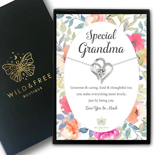 Gemini Gifts Grandma Gift Necklace – Sentimental Jewellery with Heartfelt Message – Thoughtful Birthday, Christmas or Mother’s Day Gift – Beautifully Boxed Keepsake Present for Grandma