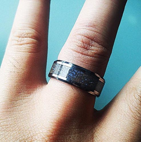 Actual Blue and Gray Dinosaur Bone Inlay Ring - 8mm - Lifetime Size Exchanges