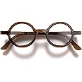 LONDON MOLE Eyewear | Moley Reading Glasses | Round Glasses | Cool Readers | Stylish Reading Glasses | Men's Women's Unisex | Spring Hinges | Gloss Transparent Brown | magnification +3.0