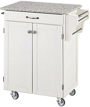 Black Granite Top Kitchen Cart Island Rolling Storage Prep Table Utility Cabinet