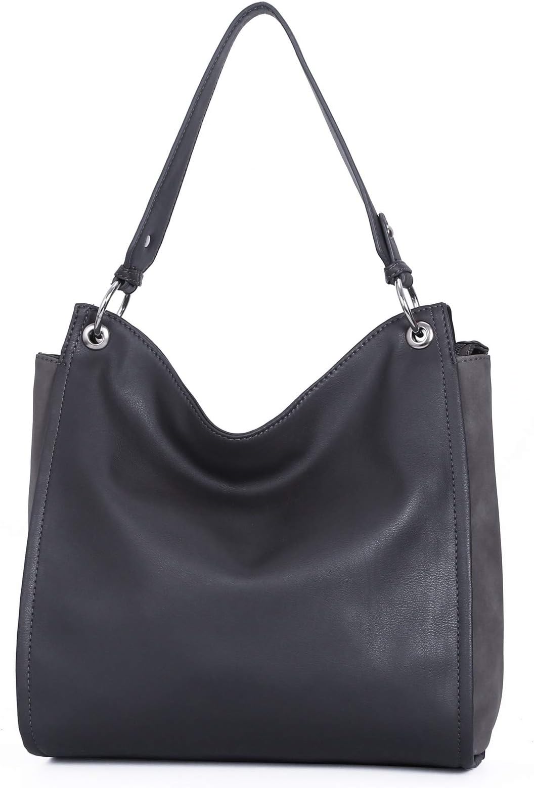 Women's Hobo Shoulder Bag - Tote Handbag PU Leather - Top Handle Shopper Bag - Fashion Shopping Bags - Zipper Purse Work Travel School - Grey