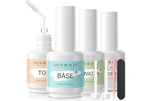 AZUREBEAUTY Dip Powder Liquid Set 15ml/0.5oz 8 Pcs Dipping Base Activator and Top Coat Brush Saver Nail File Necessary Tools for Dip Kit No Lamp Needed