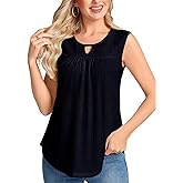 SUNNEGOO Womens Summer Tank Tops Sleeveless Dressy Casual Shirts Loose Fit Tunic Business Work Blouses Basic Trendy Outfits
